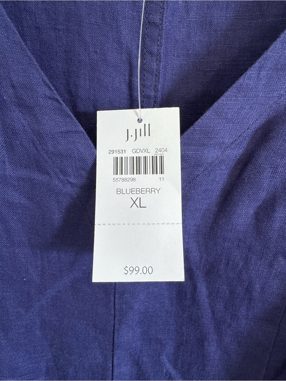 J. Jill Purple/Blue V‑Neck Linen Dress - Picture 3 of 5
